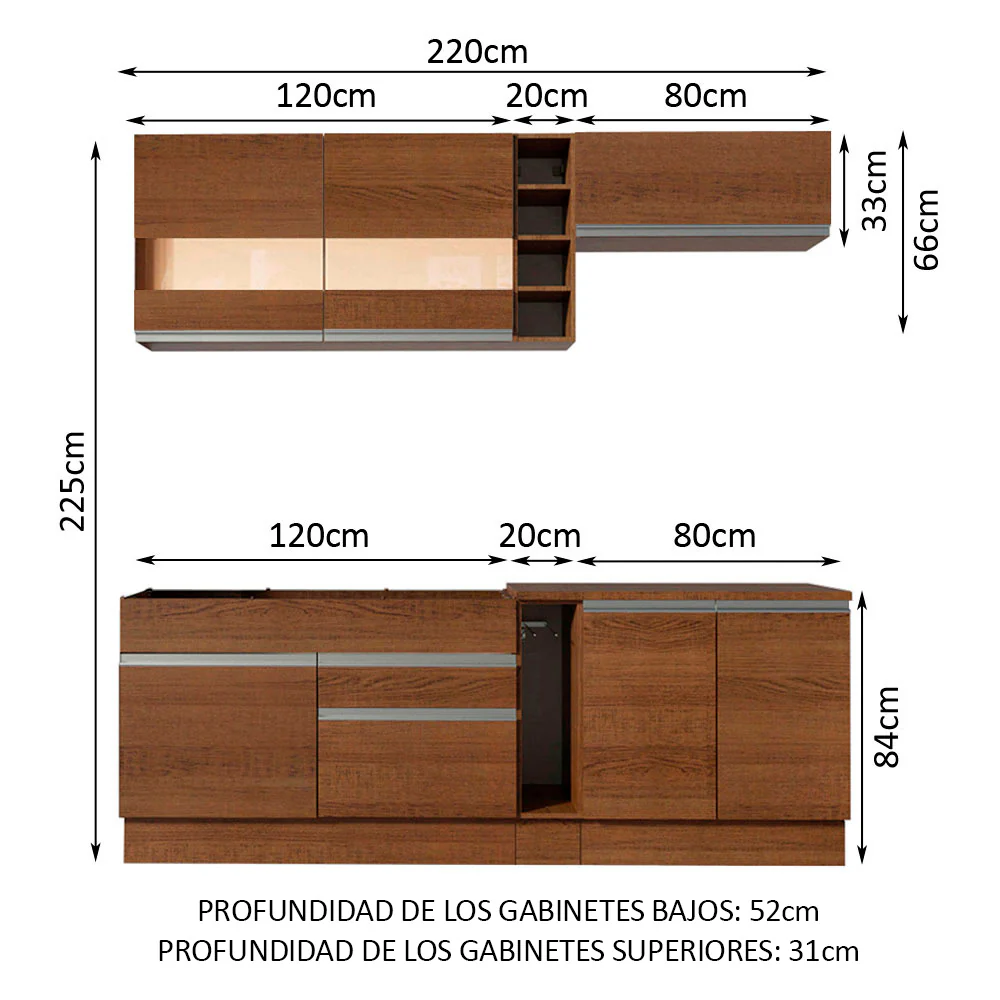 Combo completo de Cocina Madesa Parma 220cm MB 02 - Image 2