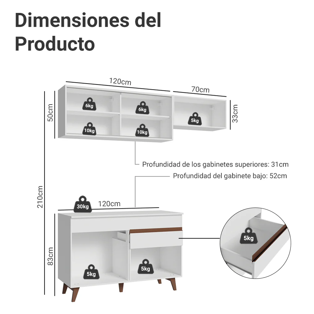 Combo de Cocina Madesa Reims 190cm BB 05 - Image 2