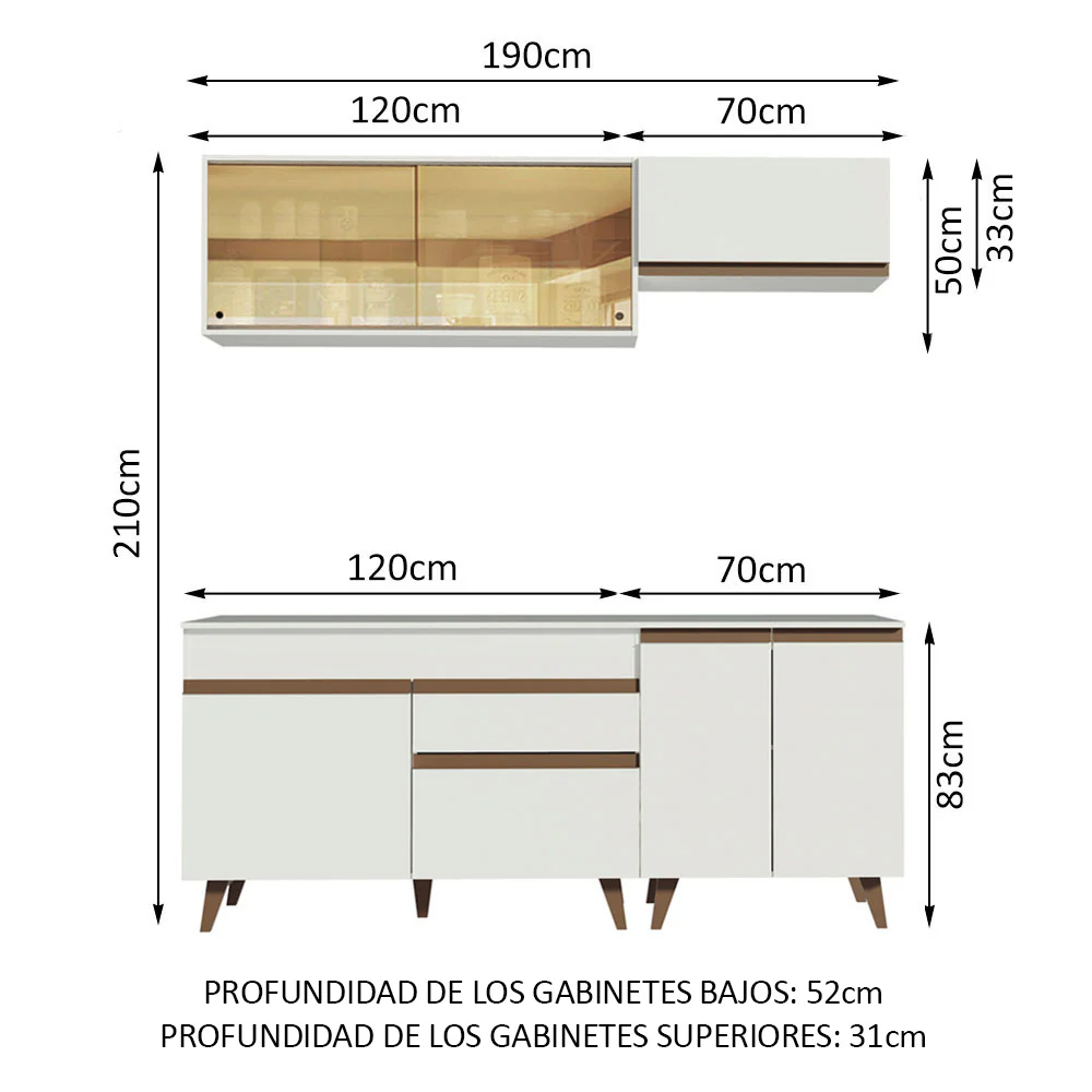 Combo de Cocina Madesa Reims 190cm Blanco 01 - Image 2