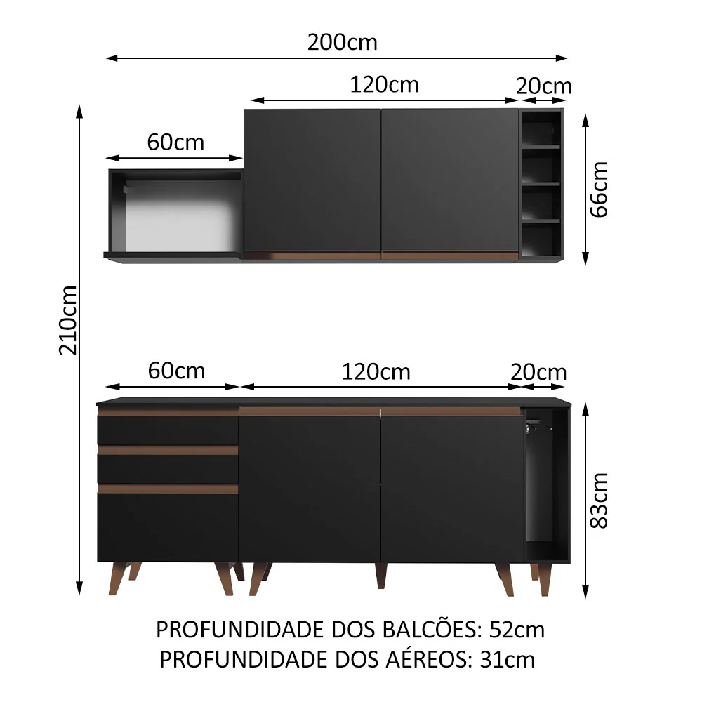 Combo de Cocina Madesa Reims 200cm NN 01 - Image 2