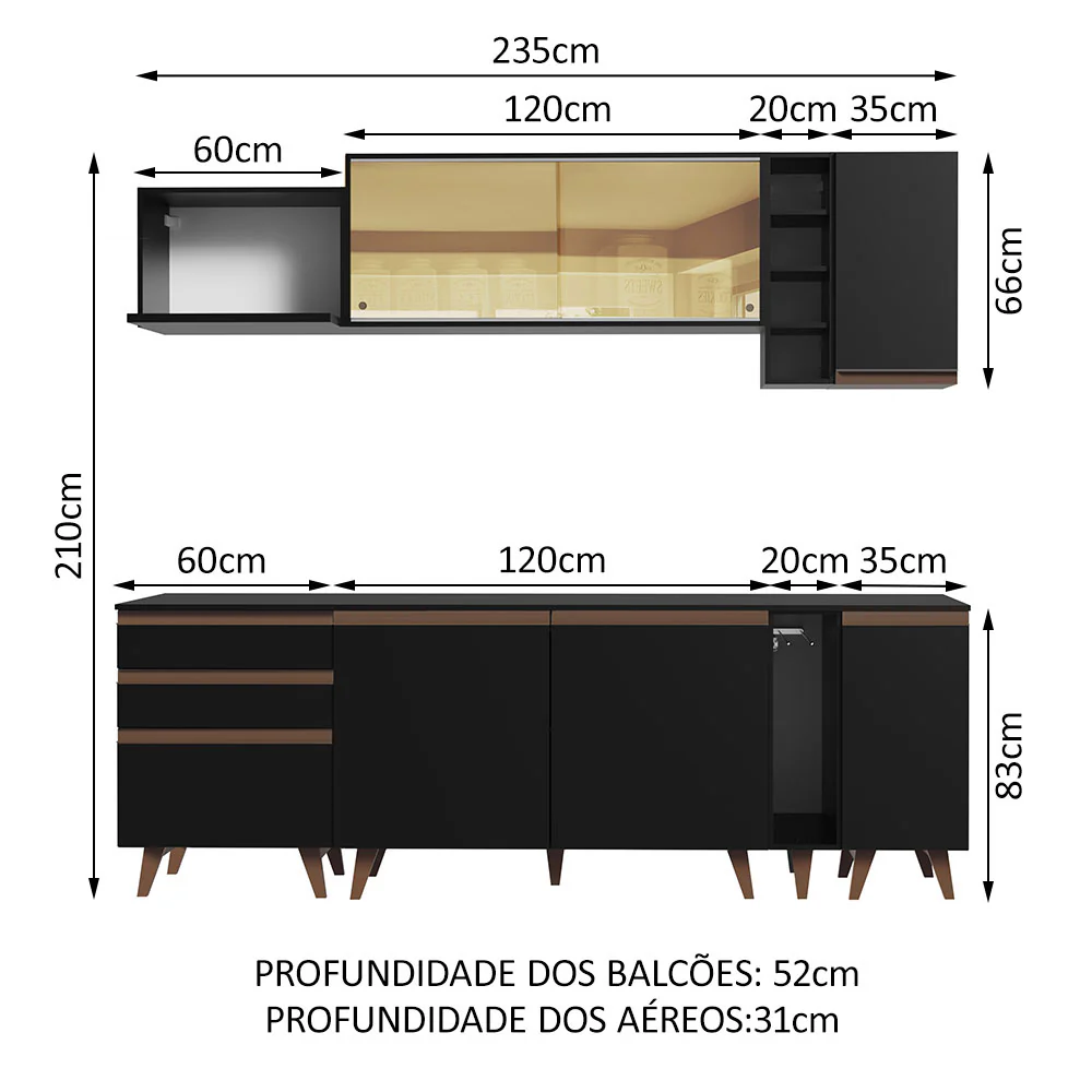 Combo completo de Cocina Madesa Reims 235cm NN 01 - Image 2