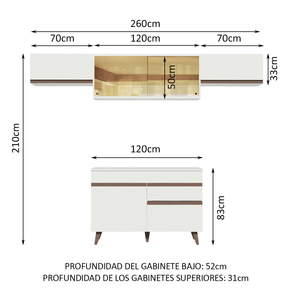 Combo completo de Cocina Madesa Reims 260cm BB 03 - Image 2