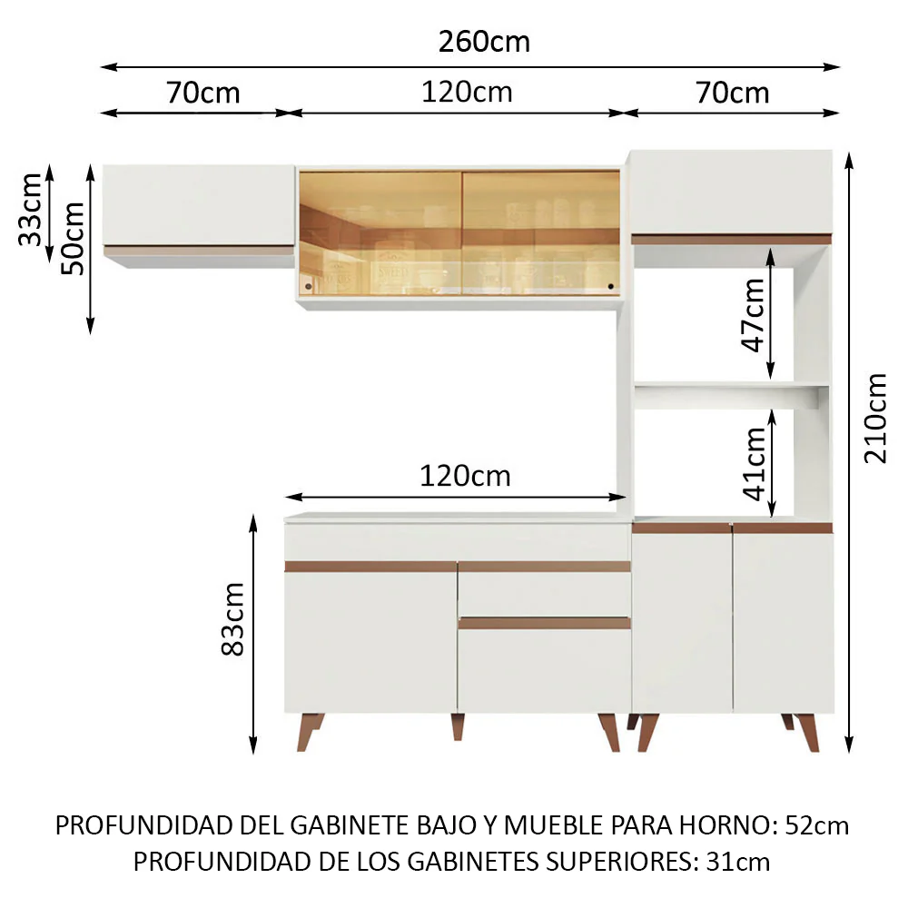 Combo completo de Cocina Madesa Reims 260cm MM - Image 2