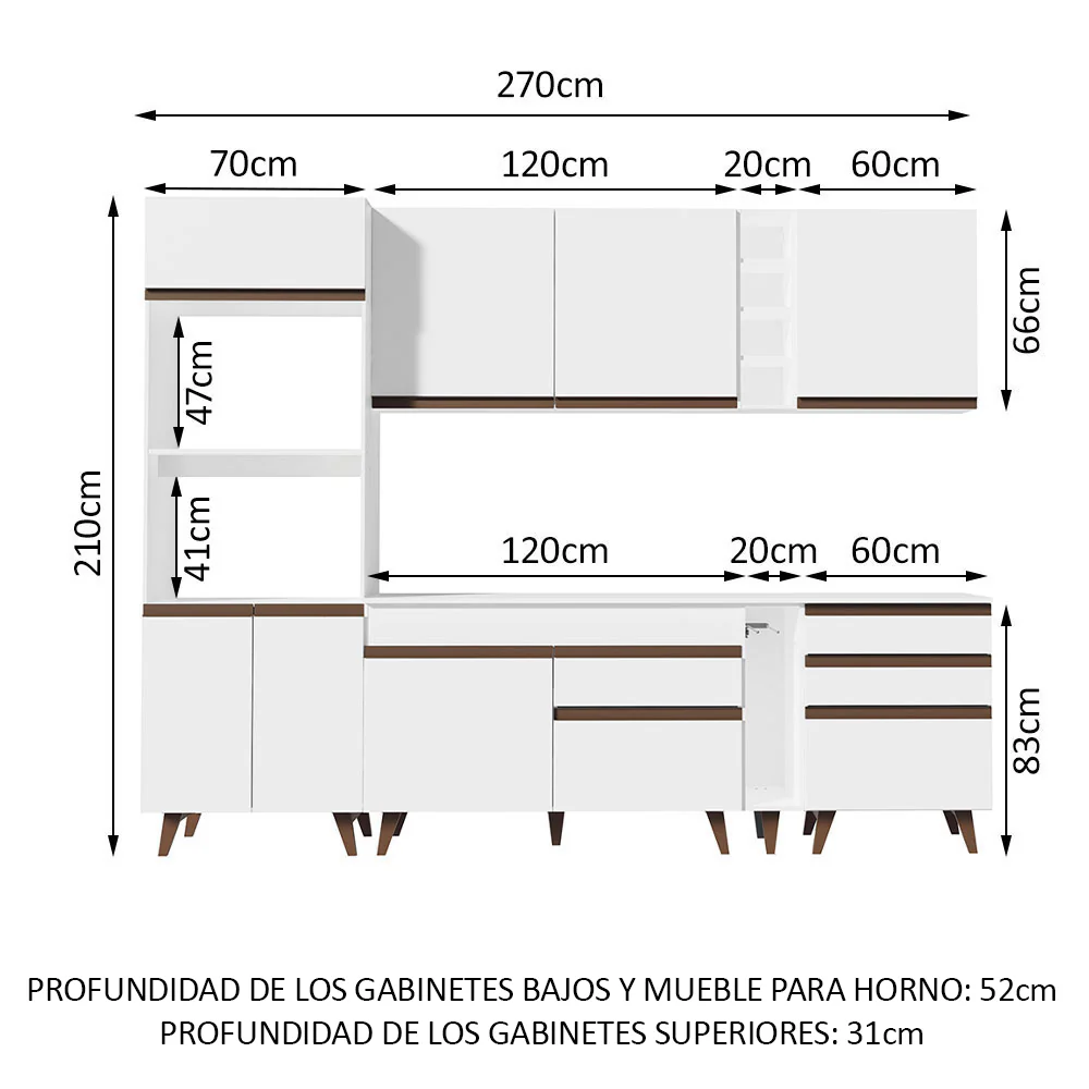 Combo completo de Cocina Madesa Reims 270cm BB 02 - Image 2