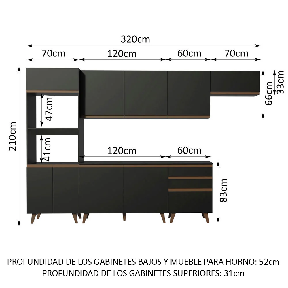 Combo completo de Cocina Madesa Reims 320cm NN 01 - Image 2