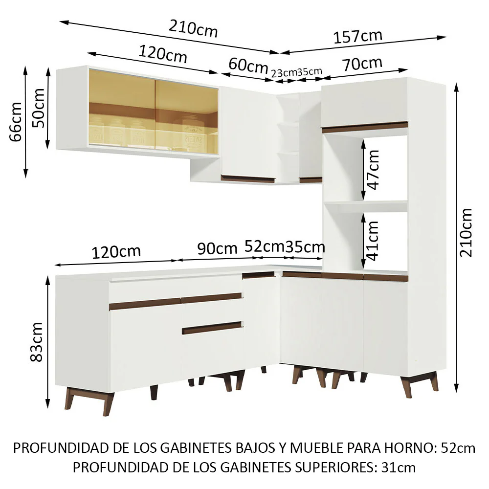 Combo completo de Cocina Esquinera Madesa Reims 367cm BB 01 - Image 2