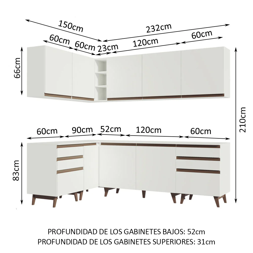 Combo completo de Cocina Esquinera Madesa Reims 382cm BB 02 - Image 2