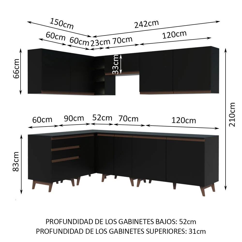 Combo completo de Cocina Esquinera Madesa Reims 392cm NN - Image 2