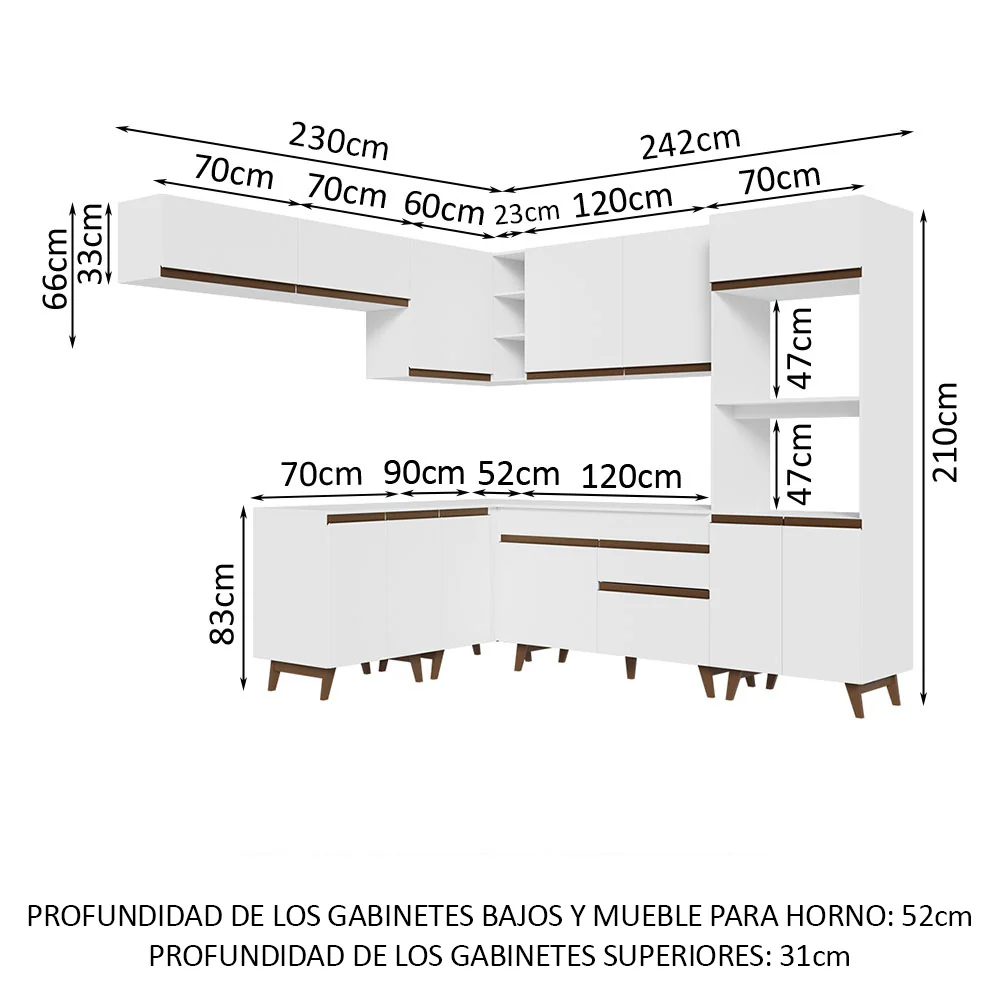 Combo completo de Cocina Esquinera Madesa Reims 472cm BB 01 - Image 2