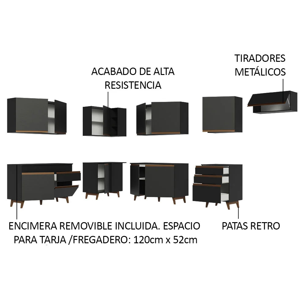Combo completo de Cocina Esquinera Madesa Reims 512cm NN 01 - Image 4
