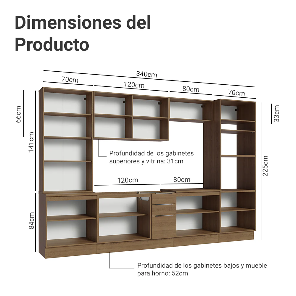 Combo completo de Cocina Madesa Stella 340cm MB 01 - Image 2