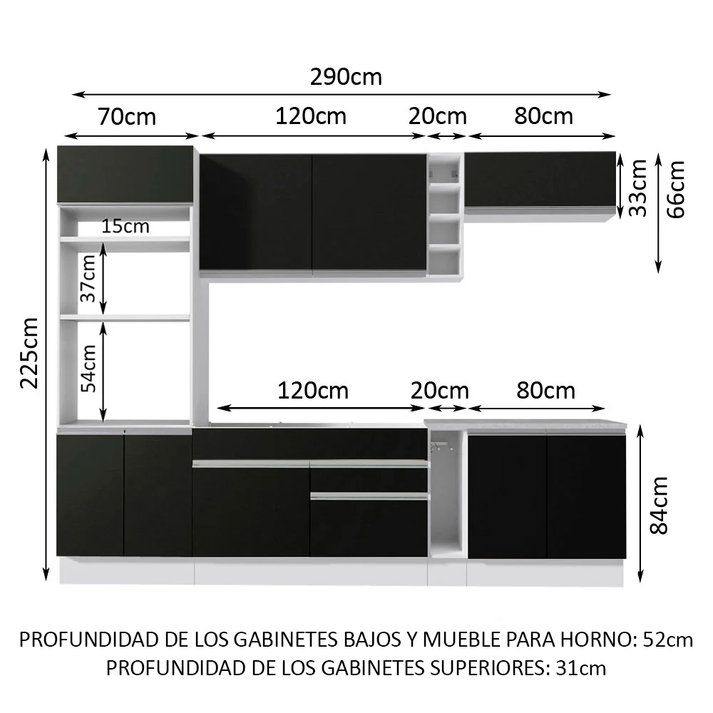 Combo completo de Cocina Madesa Vicenza 290cm BN 02 - Image 2