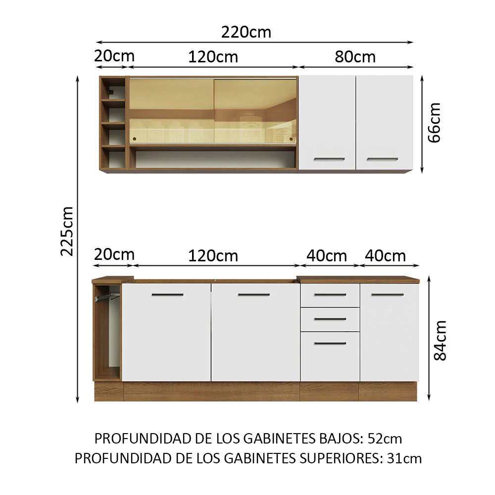 Combo completo de Cocina Modular Agata Madesa 220cm MB - Image 2