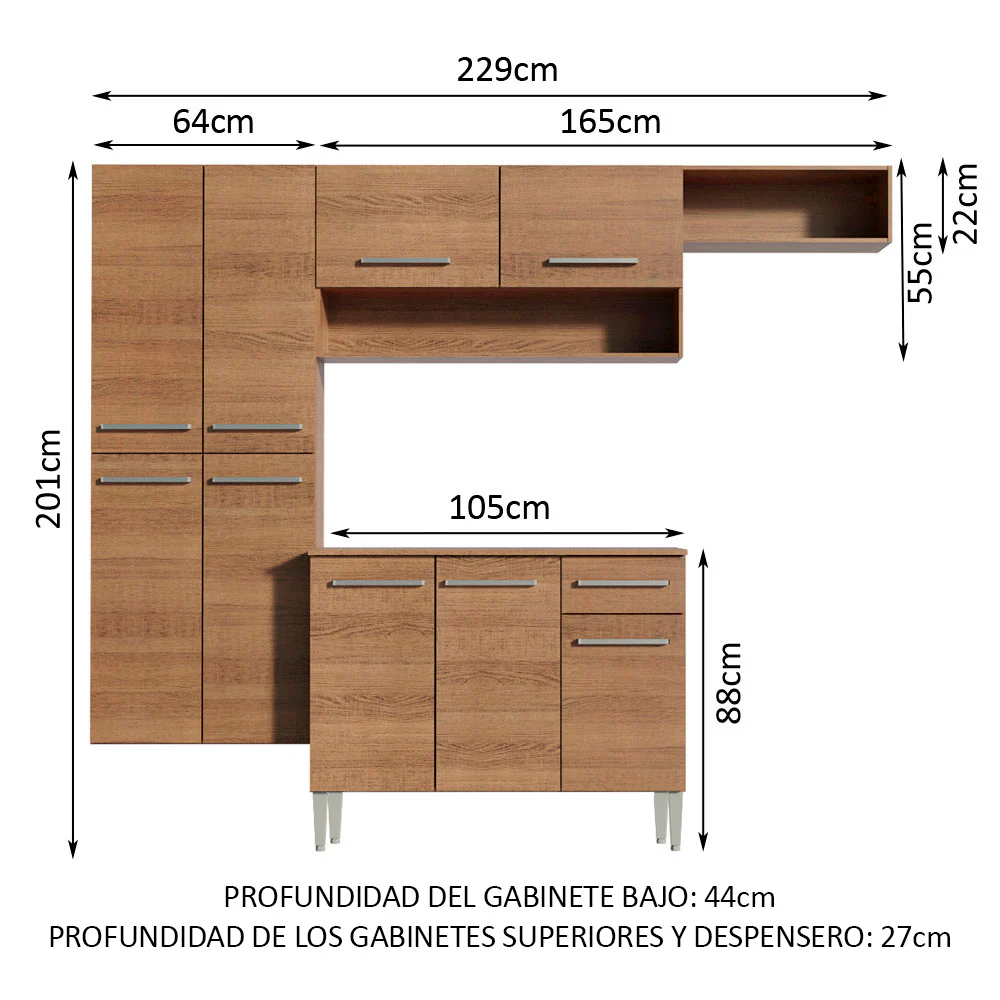 Combo completo de Cocina Madesa Emilly Fit 229cm MM 03 - Image 2