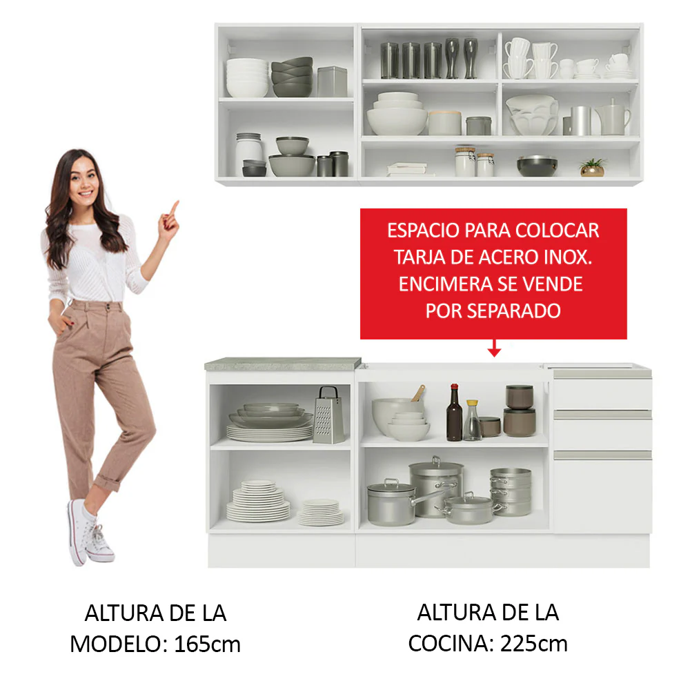 Combo de Cocina Modular Madesa Glamy 180cm BB - Image 4