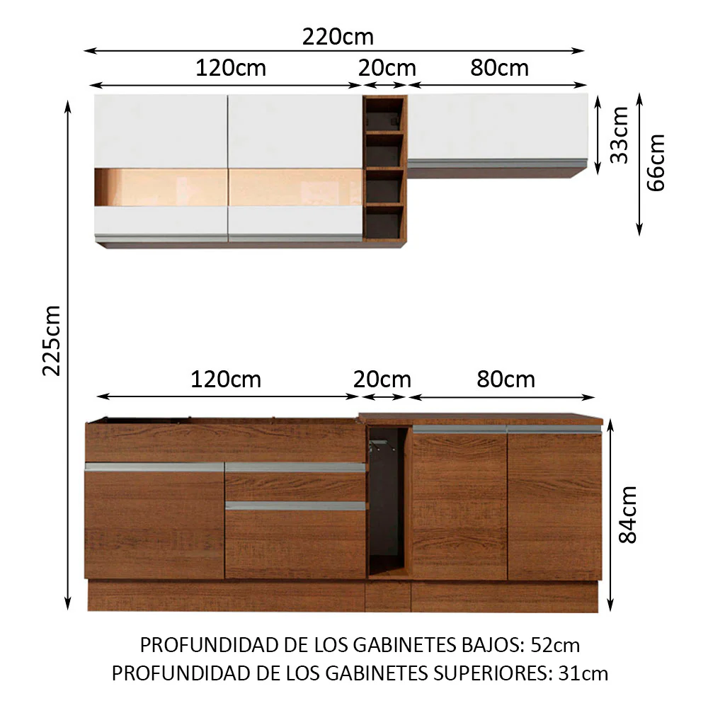 Combo completo de Cocina Madesa Parma 220cm MMB - Image 2