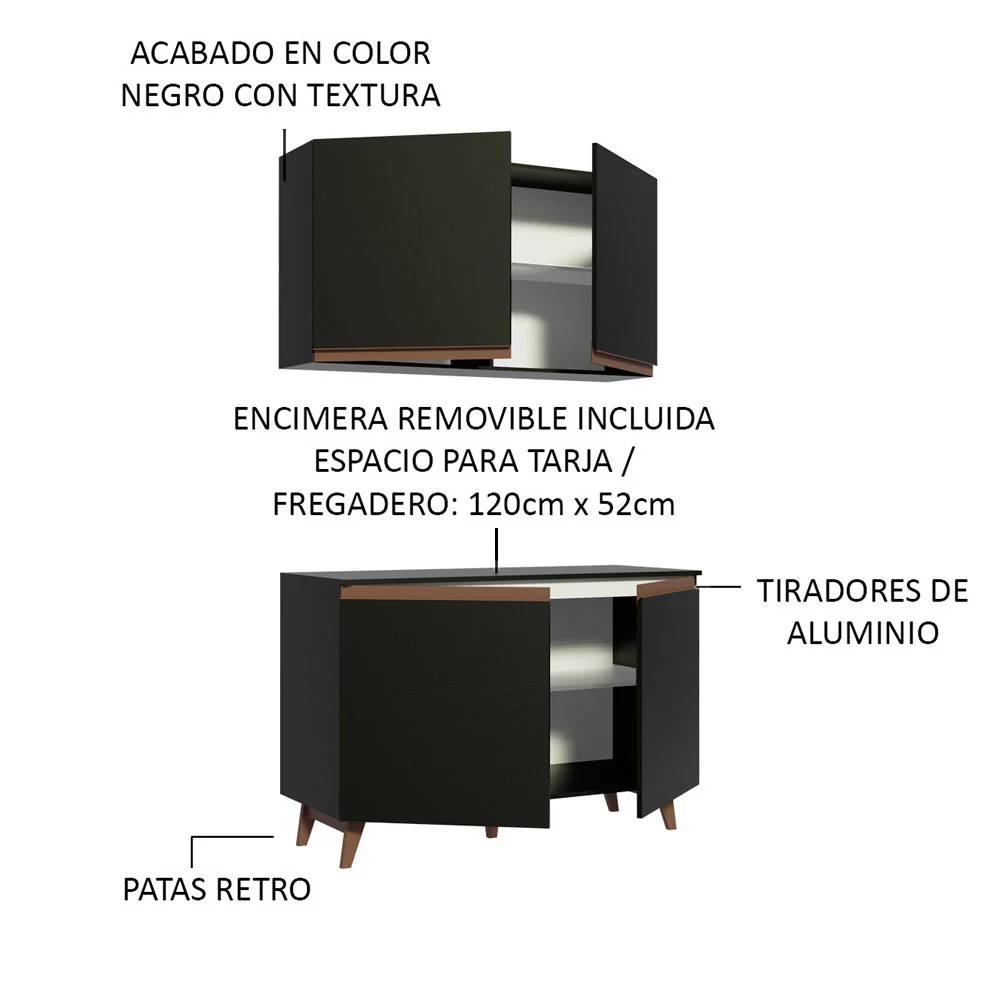 Combo completo de Cocina Reims 120 cm Negro - Image 4