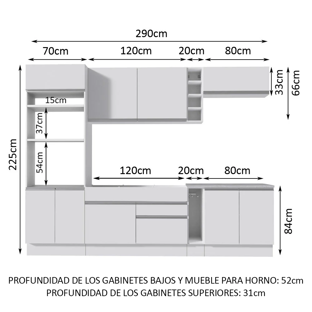 Combo Completo de Cocina Vicenza 290 cm Glamy Blanco - Image 2