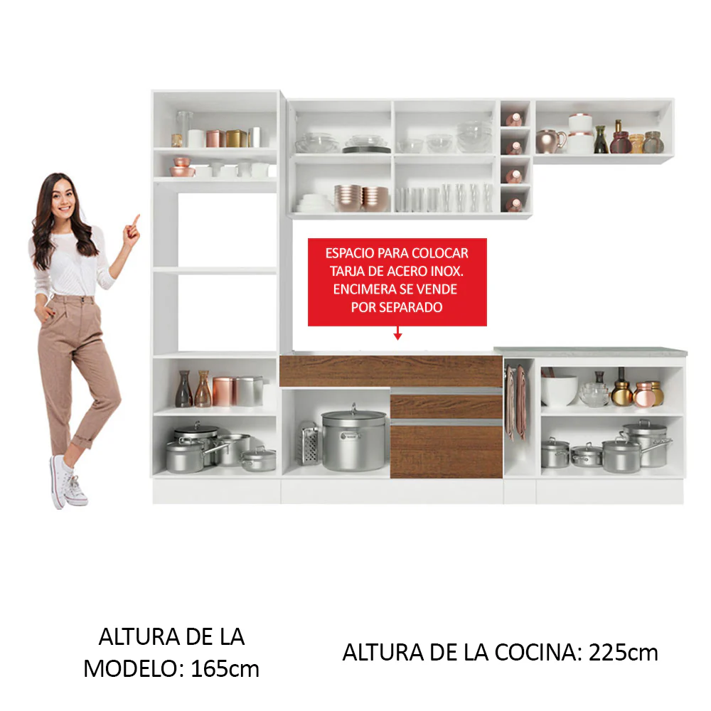 Combo Completo de Cocina Vicenza 290 cm Glamy Blanco/Marrón - Image 4
