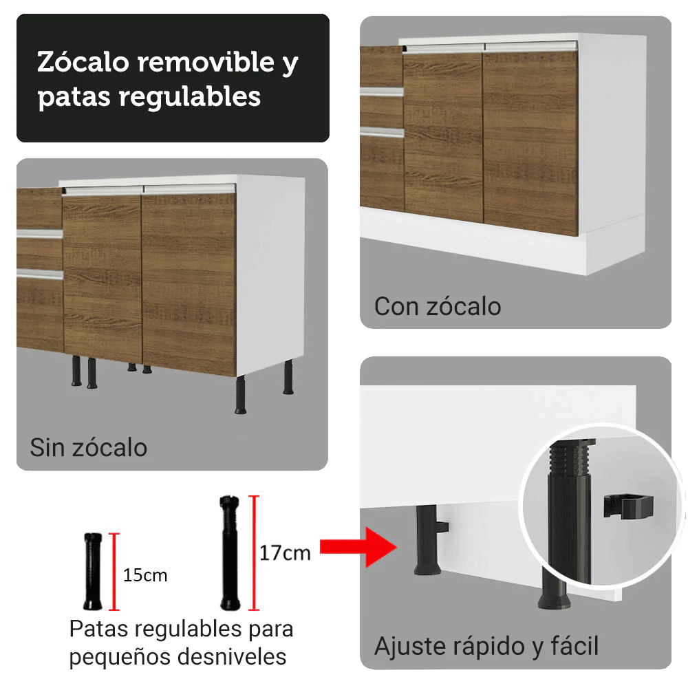 Combo de Cocina 100% MDF 310 cm Smart Blanco/Marrón/Crema 01 - Image 10