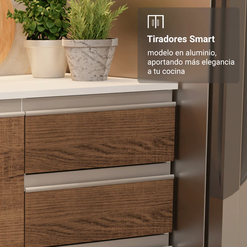 Combo de Cocina 100% MDF 310 cm Smart Blanco/Marrón/Crema 01 - Image 6