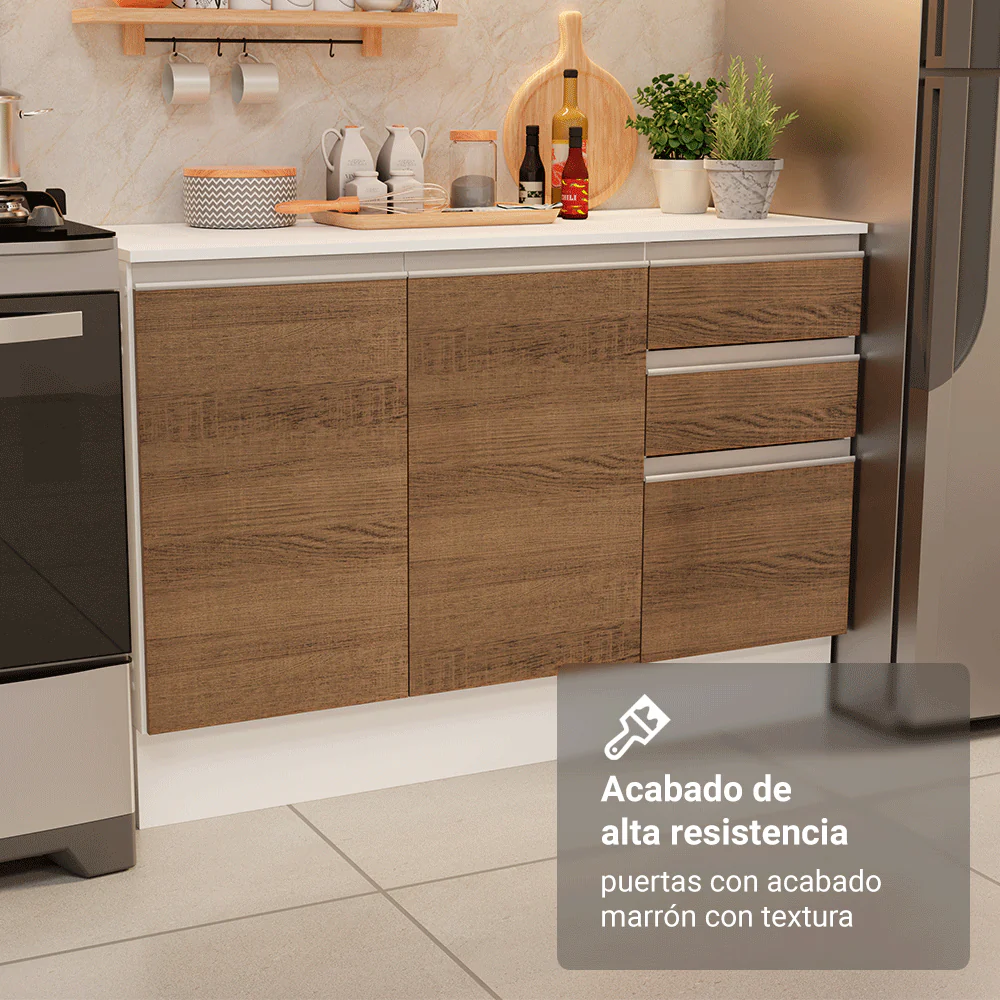 Combo de Cocina 100% MDF 310 cm Smart Blanco/Marrón/Crema 01 - Image 8