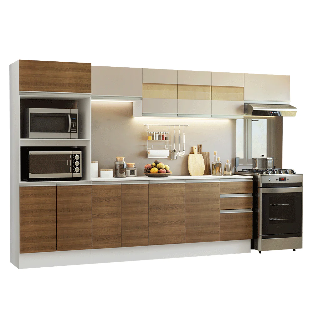 Combo de Cocina 100% MDF 310 cm Smart Blanco/Marrón/Crema 02 - Image 3