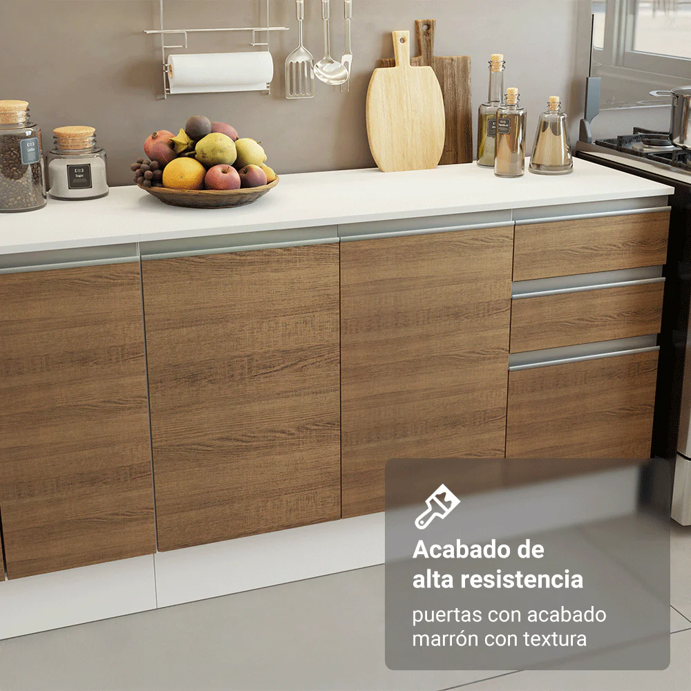 Combo de Cocina 100% MDF 310 cm Smart Blanco/Marrón/Crema 02 - Image 8