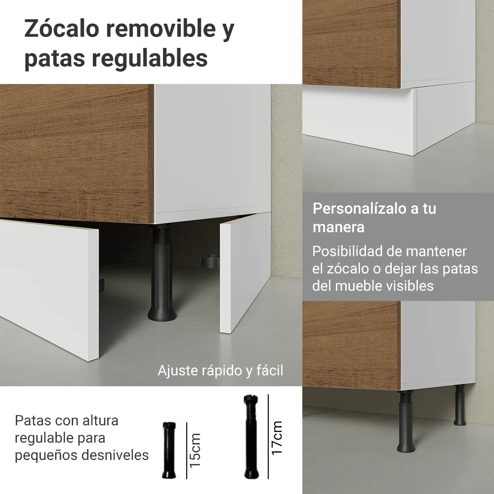 Combo de Cocina 240 cm Smart 100% MDF Blanco/Marrón/Crema 01 - Image 8