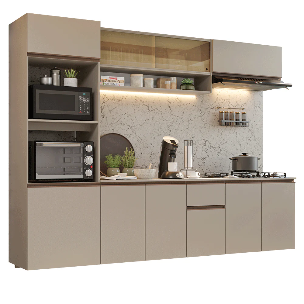 Combo de Cocina 260 cm Sin Patas Nice Crema 14 - Image 3