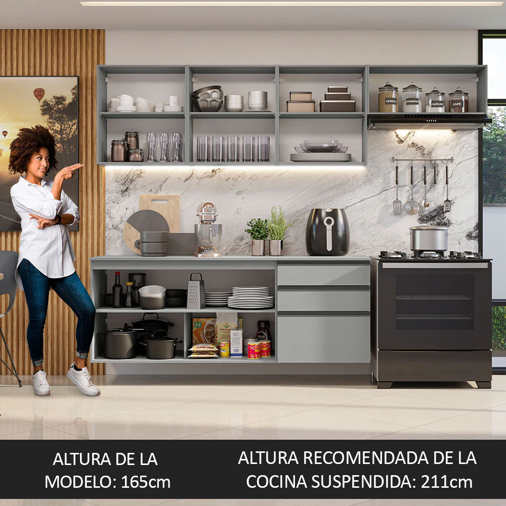 Combo de Cocina 260 cm Sin Patas Nice Gris 13 - Image 6