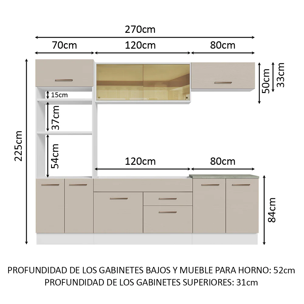 Combo de Cocina 270 cm Agata Blanco/Crema 03 - Image 2