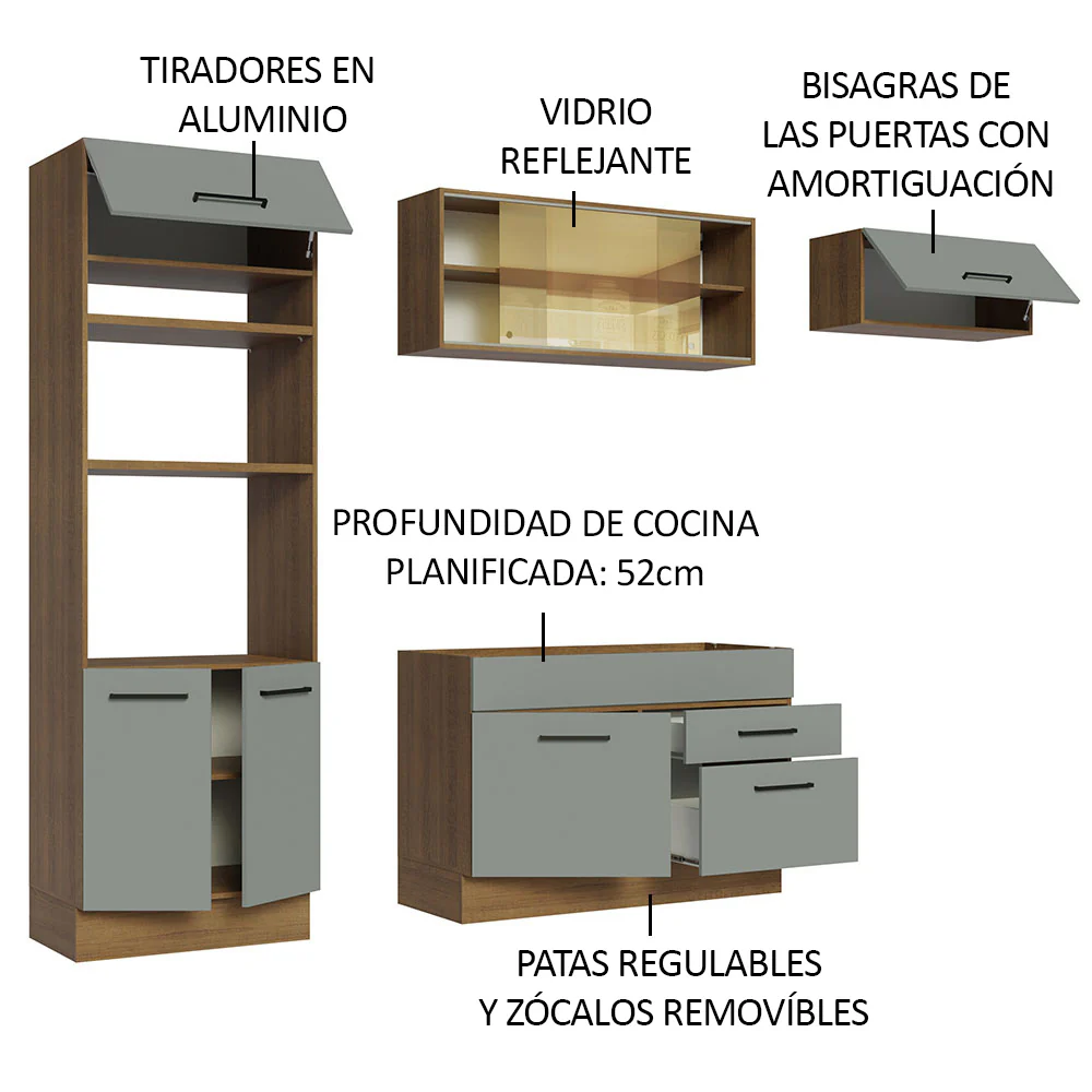Combo de Cocina 270 cm Agata Marrón/Gris 04 - Image 6