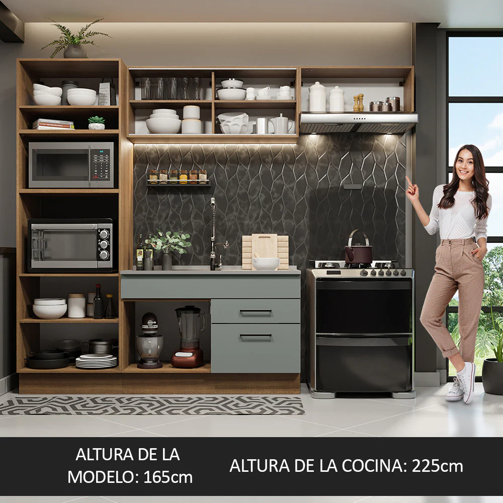 Combo de Cocina 270 cm Agata Marrón/Gris 04 - Image 8