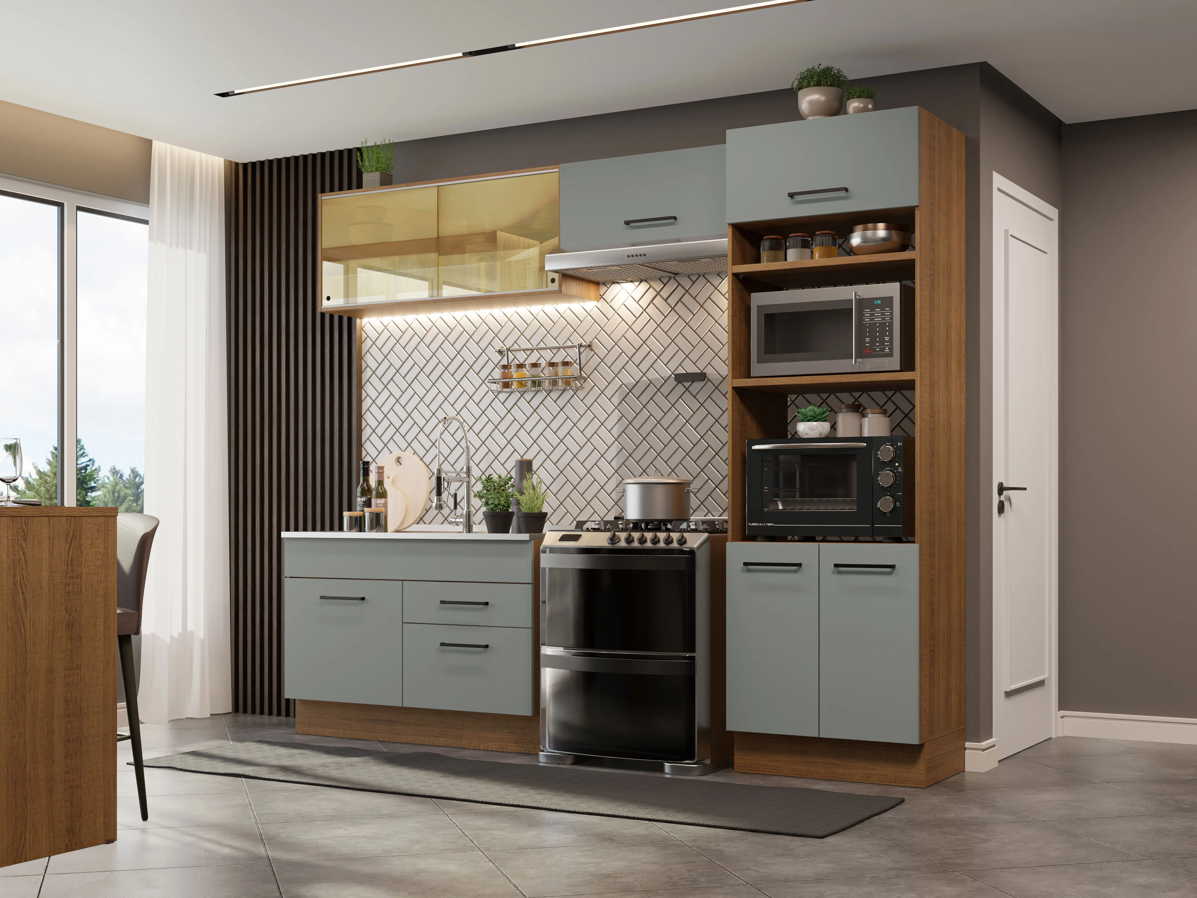 Combo de Cocina 270 cm Agata Marrón/Gris 05 - Image 4