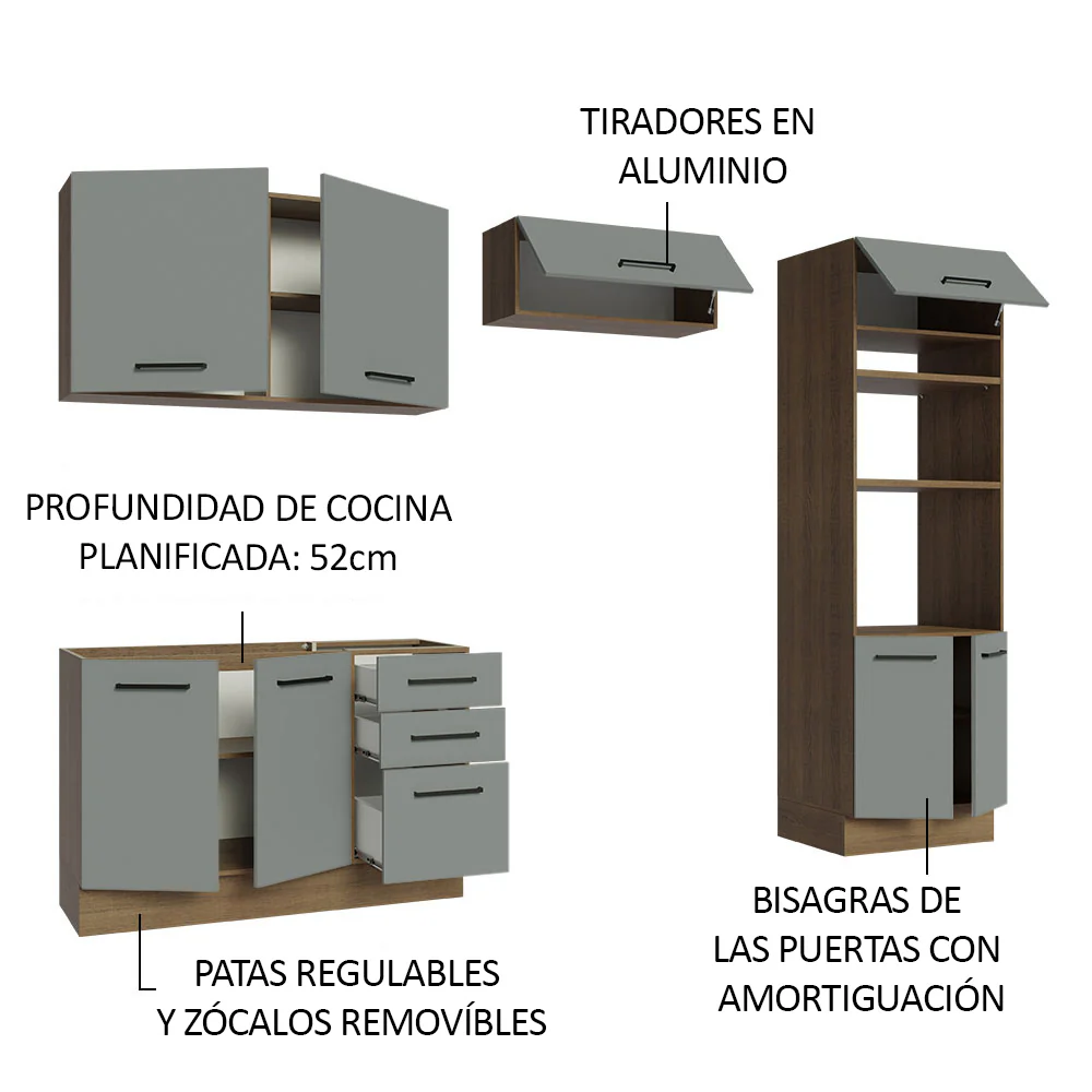 Combo de Cocina 270 cm Agata Marrón/Gris 08 - Image 4