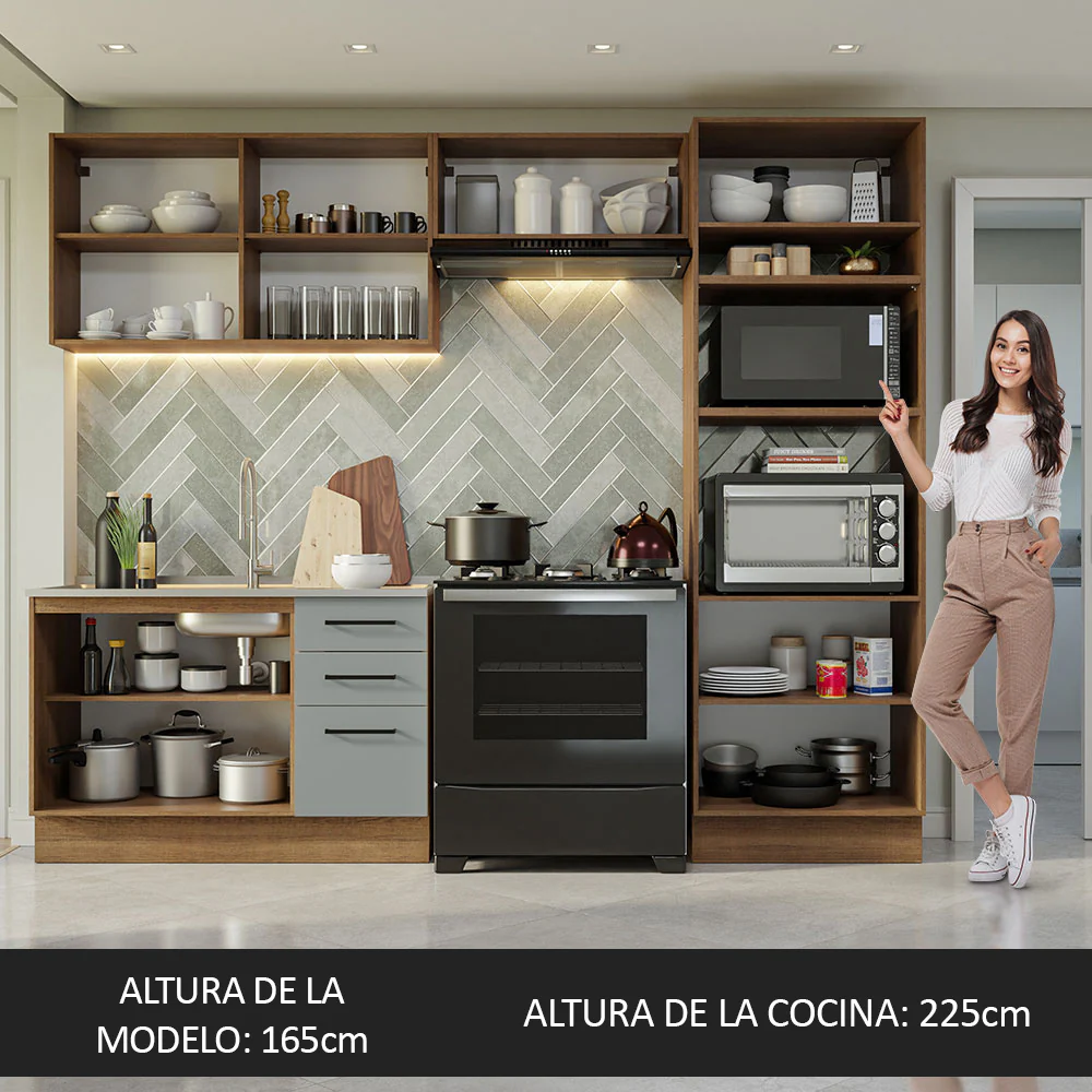 Combo de Cocina 270 cm Agata Marrón/Gris 08 - Image 5
