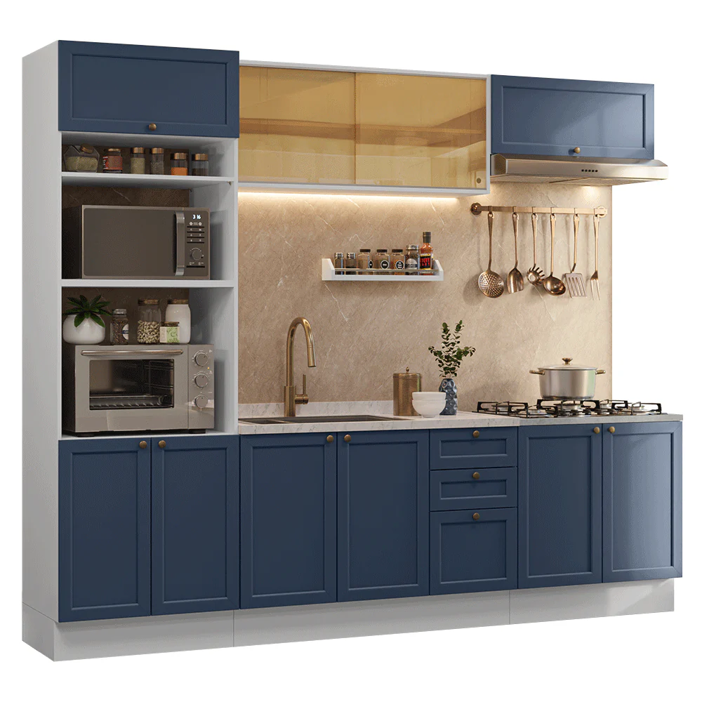 Combo de Cocina 270 cm Vik Blanco/Azul 02 - Image 3