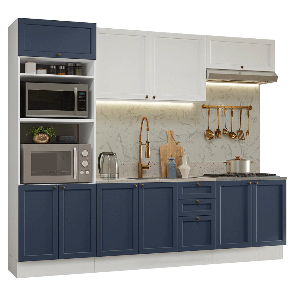 Combo de Cocina 270 cm Vik Blanco/Azul/Blanco 01 - Image 3