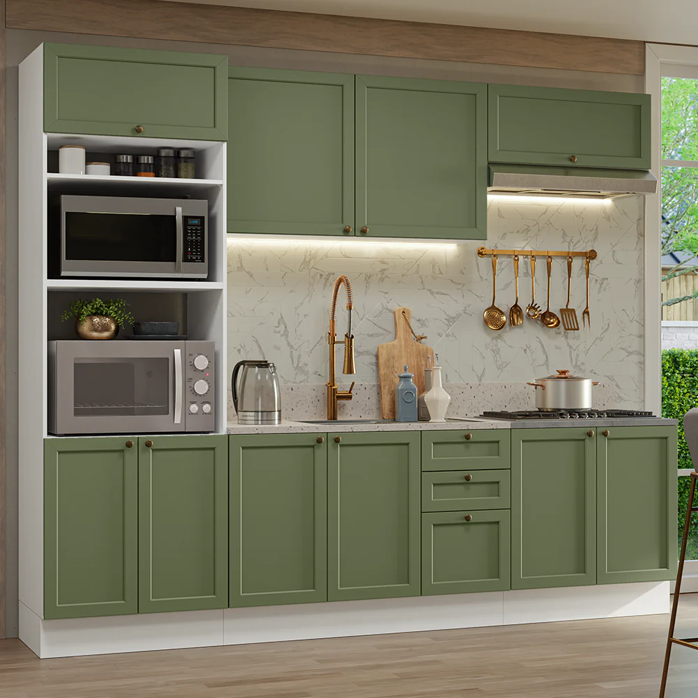 Combo de Cocina 270 cm Vik Blanco/Verde 01