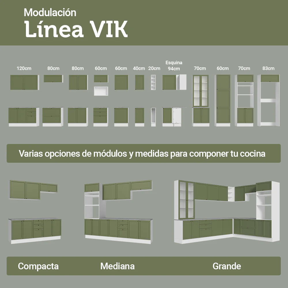 Combo de Cocina 270 cm Vik Blanco/Verde 01 - Image 9