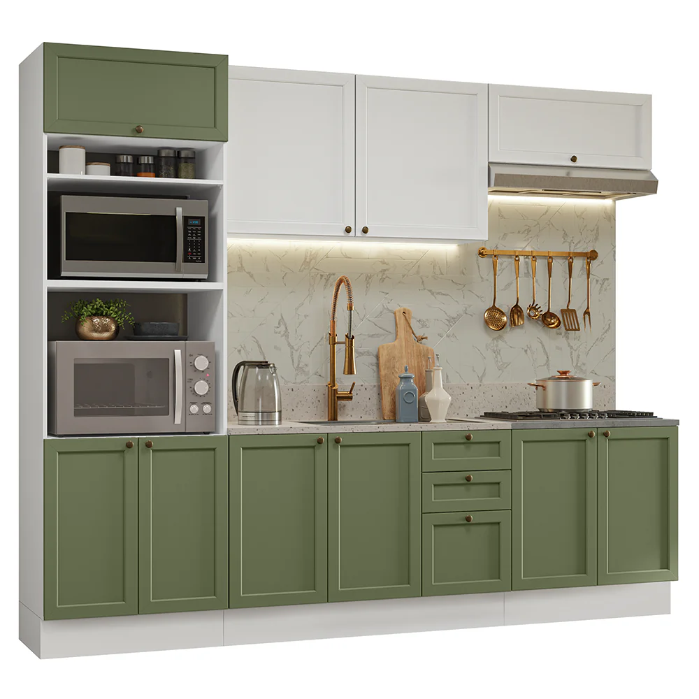 Combo de Cocina 270 cm Vik Blanco/Verde/Blanco 01 - Image 3