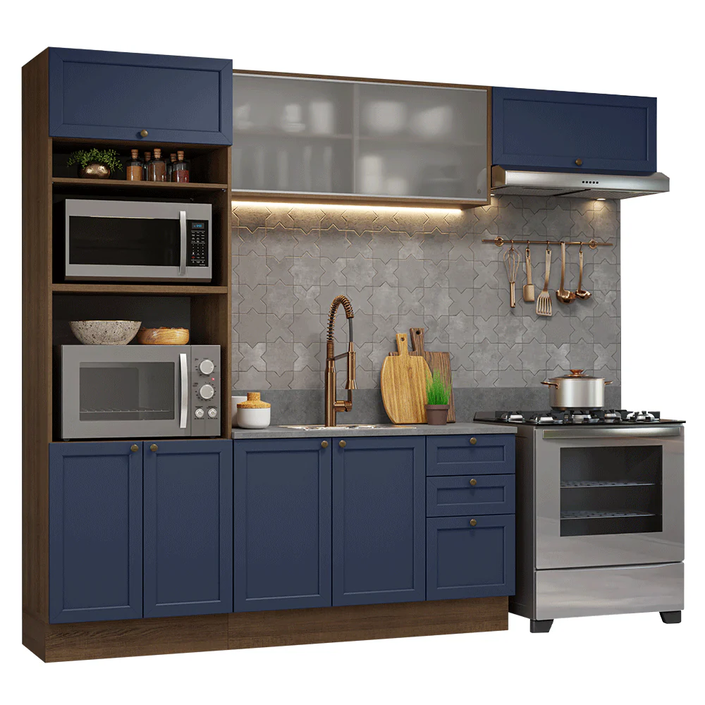 Combo de Cocina 270 cm Vik Marrón/Azul 03 - Image 3