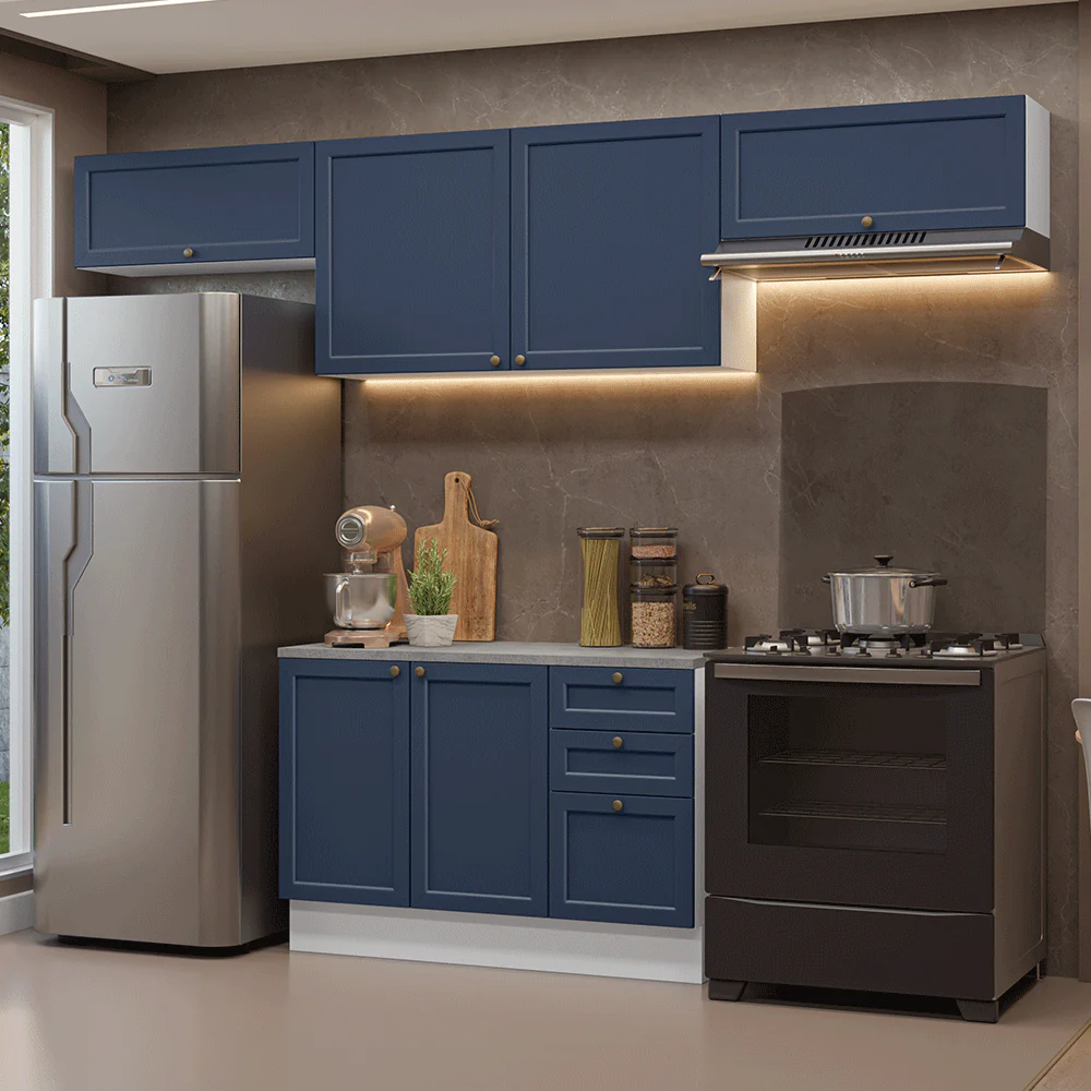 Combo de Cocina 280 cm Vik Blanco/Azul 01