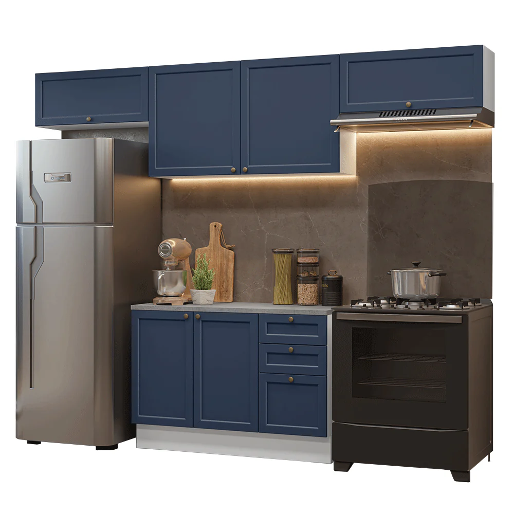 Combo de Cocina 280 cm Vik Blanco/Azul 01 - Image 3