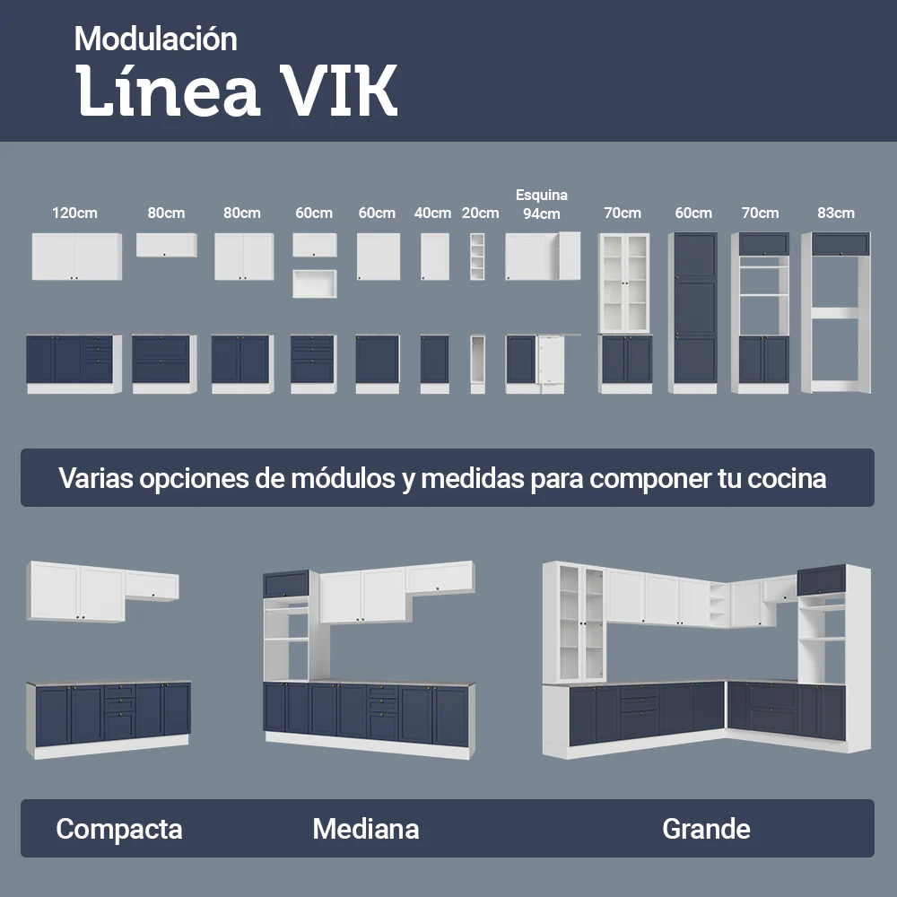 Combo de Cocina 280 cm Vik Blanco/Azul 01 - Image 9