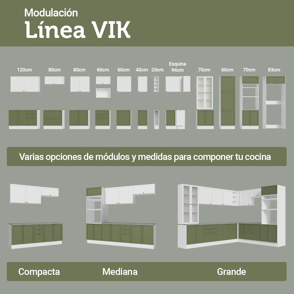 Combo de Cocina 280 cm Vik Blanco/Verde 01 - Image 10