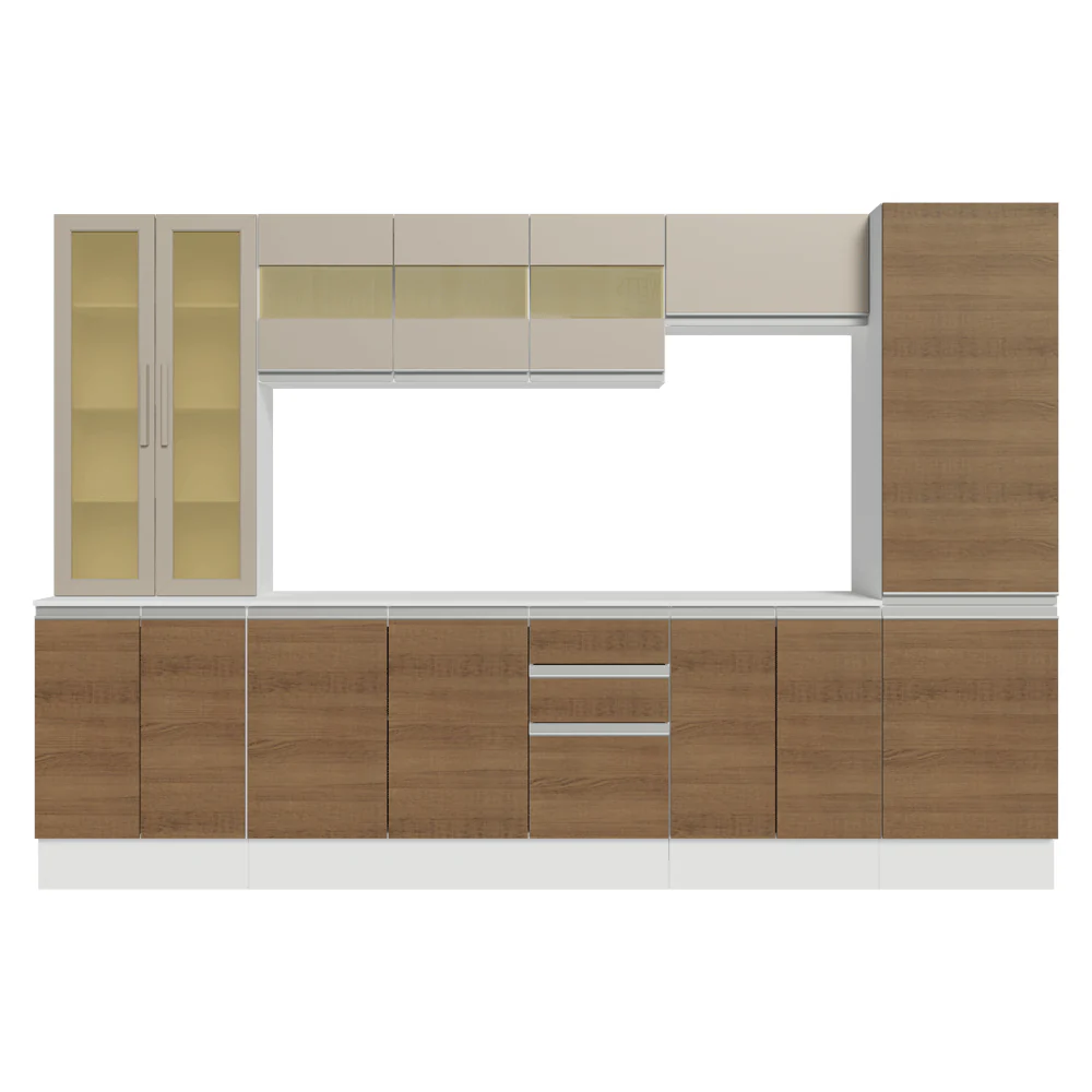 Combo de Cocina 290 cm Smart 100% MDF Blanco/Marrón/Crema 01 - Image 10