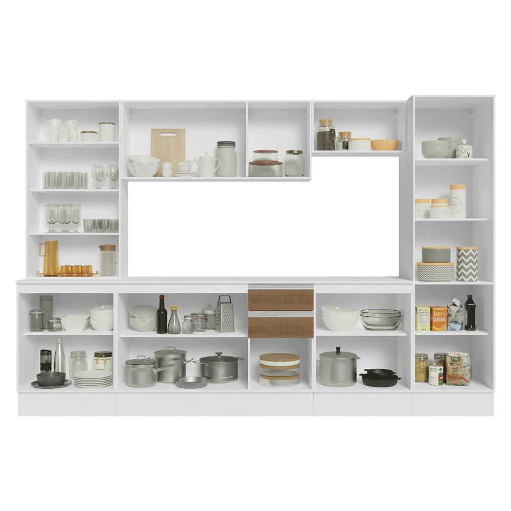 Combo de Cocina 290 cm Smart 100% MDF Blanco/Marrón/Crema 01 - Image 5