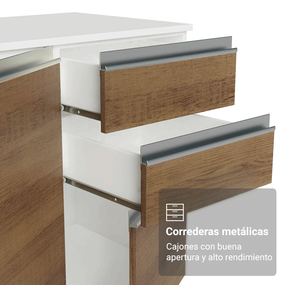 Combo de Cocina 310 cm Smart 100% MDF Blanco/Marrón/Crema 03 - Image 8